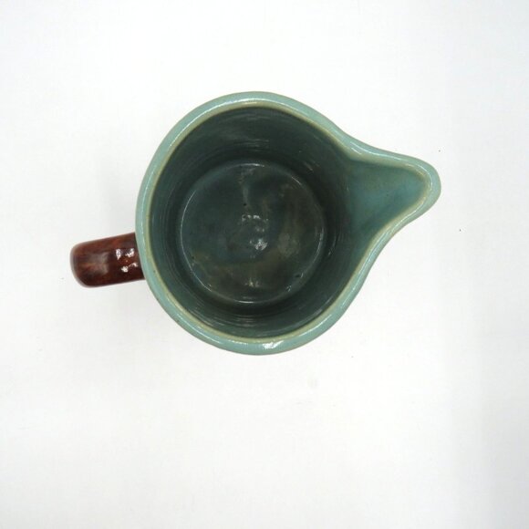Country Fare Stoneware Set Brown Teal Ceramic Pitcher Creamer Lidded Sugar Bowl - Picture 10 of 11